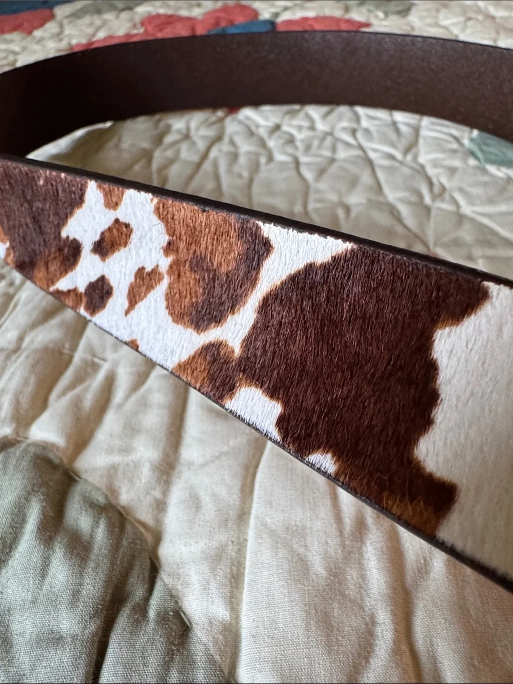 GAP calf hair leather belt cow animal print Medium M